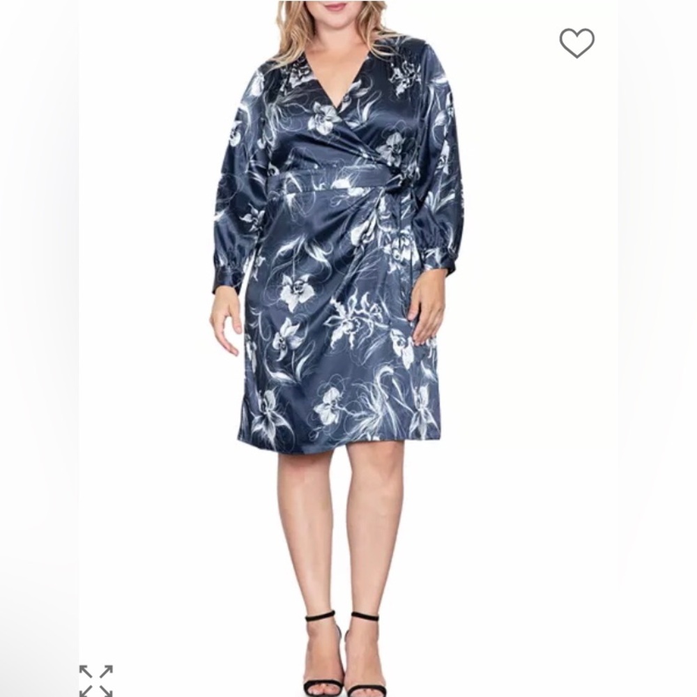 Standards & Practices Faux Wrap Long Sleeve Dress Size 22
